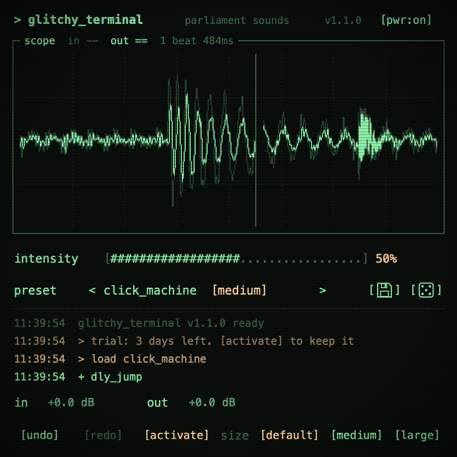 Glitchy Terminal plugin interface